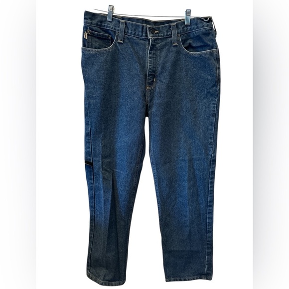 Men's Denim Carhartt Relaxed Fit Jeans Size 36x32 Dark Wash - Picture 1 of 5